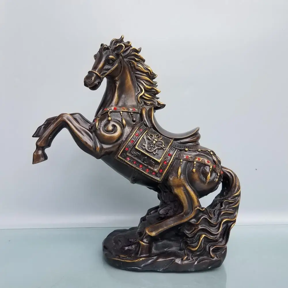 Home Decor 11" Chinese Seikos Brass mosaic Gem Chinese Zodiac Horse Statue Running horse Prancing horse Implication Success
Home Decor 11" Chinese Seikos Brass mosaic Gem Chinese Zodiac Horse Statue Running horse Prancing horse Implication Success