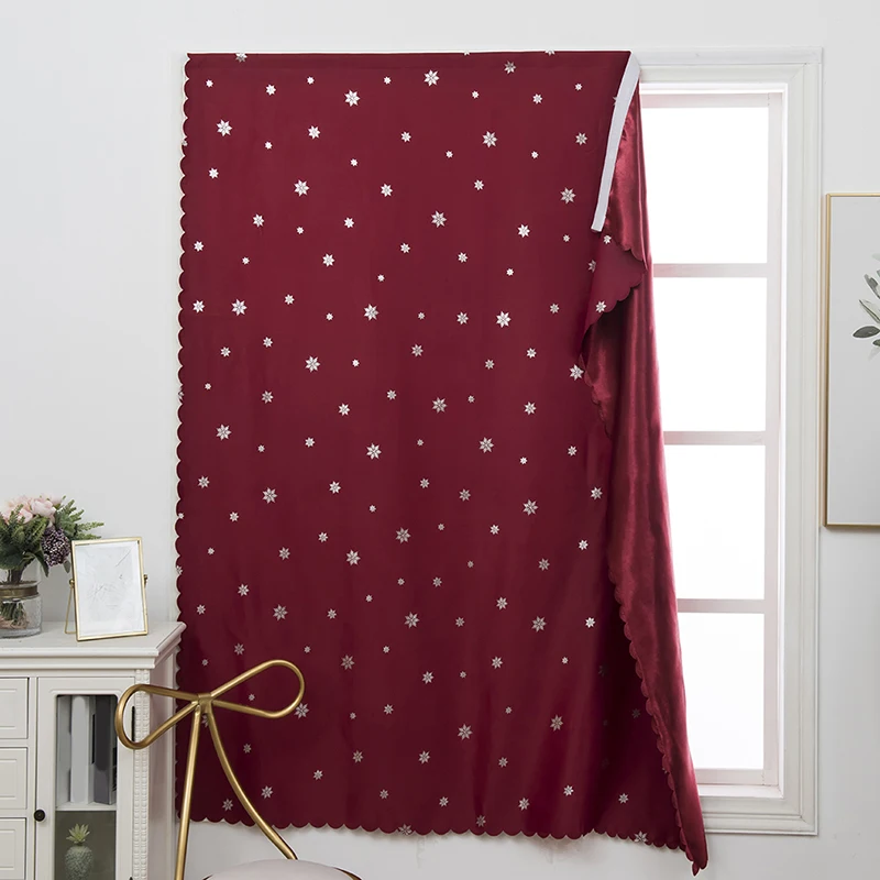 1PC 130X80cm Modern Semi-blackout Designed Snowflake Window Curtain Solid Color Simple Fashion Punch-free | Дом и сад