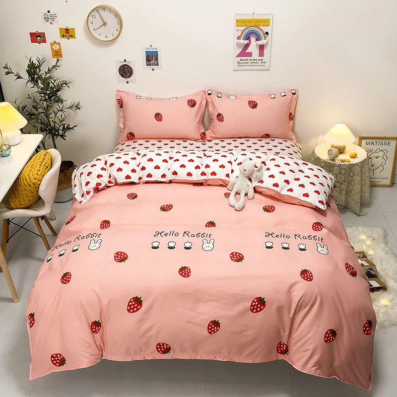 Cartoon Cute Bedding Set Double Bed Linen Printed Flowers Animal Single Quilt Cover 4-piece Set For Children Quilted Pillowcases
Cartoon Cute Bedding Set Double Bed Linen Printed Flowers Animal Single Quilt Cover 4-piece Set For Children Quilted Pillowcases