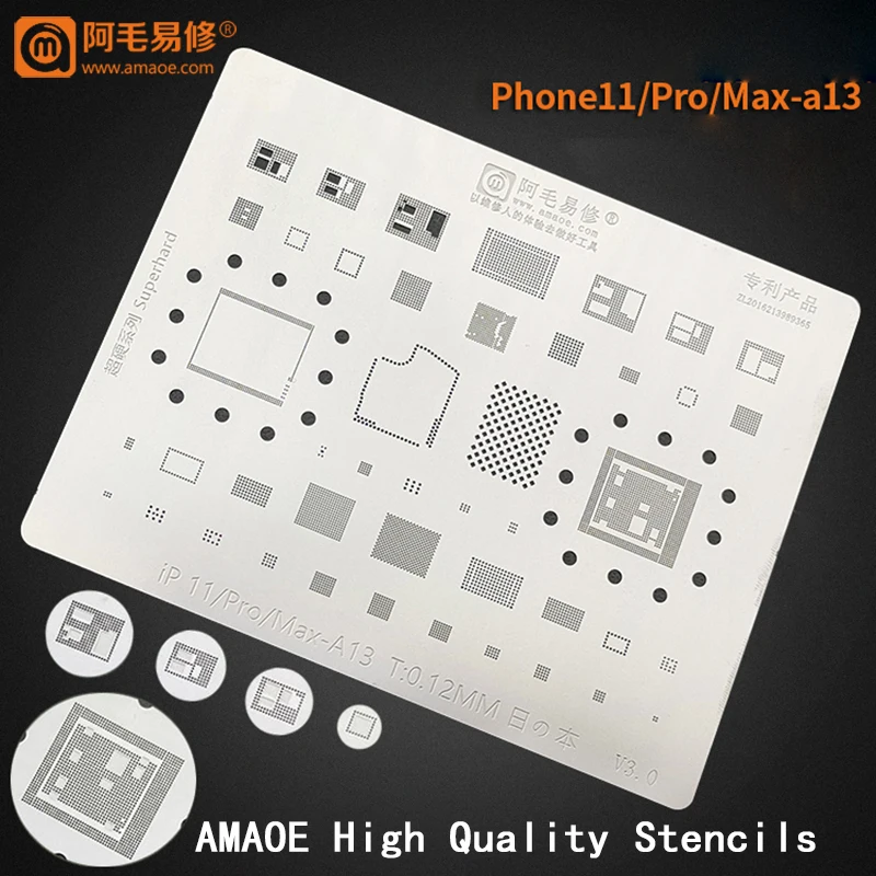 

For iPhone 11 pro max xs xs x A13/A12/A11/A10/A9/A8/A7 CPU U2 IC PMIC CHIP steel mesh BGA Reballing Stencil Tin Solder Template
