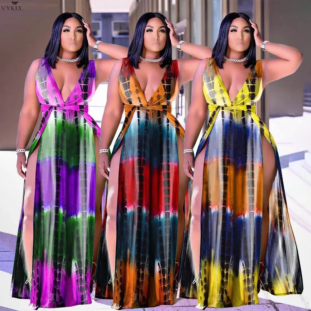 Cheap Women Long Dress Print Sleeveless V-neck Bandage Sashes Splited Loose Maxi Dresses Sexy Clubwear Streetwear Summer Outfits
Cheap Women Long Dress Print Sleeveless V-neck Bandage Sashes Splited Loose Maxi Dresses Sexy Clubwear Streetwear Summer Outfits