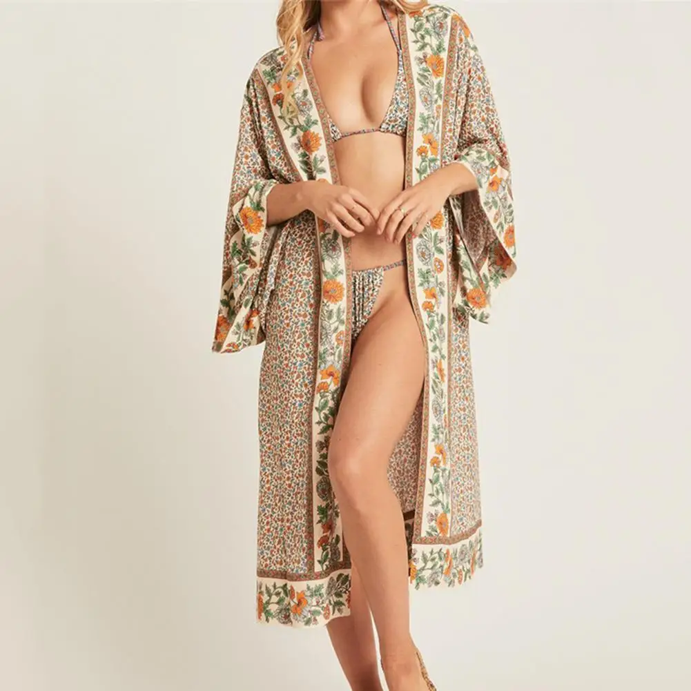 Floral Printed Long Sleeve Top Open Front Long Swimmwear Cover Up Cardigan Bikini Coat for Summer
Floral Printed Long Sleeve Top Open Front Long Swimmwear Cover Up Cardigan Bikini Coat for Summer
