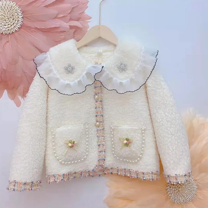 Baby Girl Winter Coats 2021 New Fashion Infant Woolen Jackets Pearls Flowers Casual Clothes Warm Thick Children's Cute Clothing 
Baby Girl Winter Coats 2021 New Fashion Infant Woolen Jackets Pearls Flowers Casual Clothes Warm Thick Children's Cute Clothing