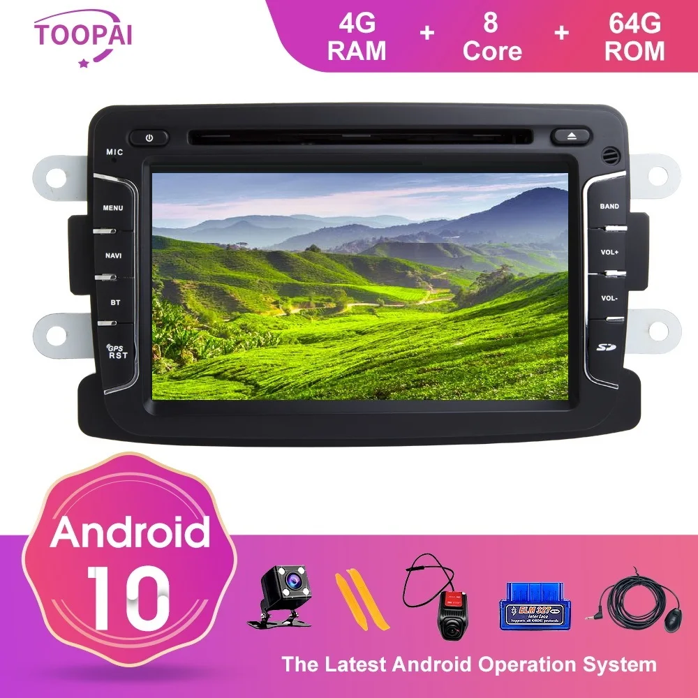 Автомобильный GPS навигатор TOOPAI Android 10 для Renault Duster Dacia Logan Sandero Xray 2 мультимедийный