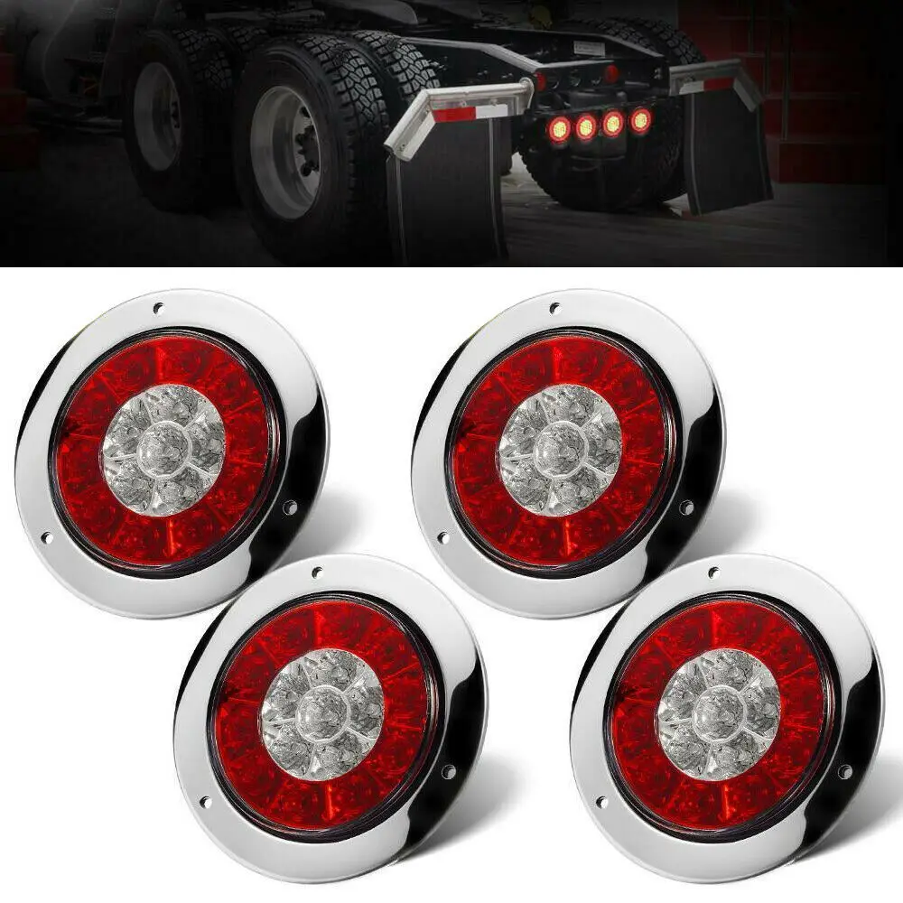 Parts Turn Signal Brake Lights 12V-24V Shockproof Round Red/Amber 16-LED