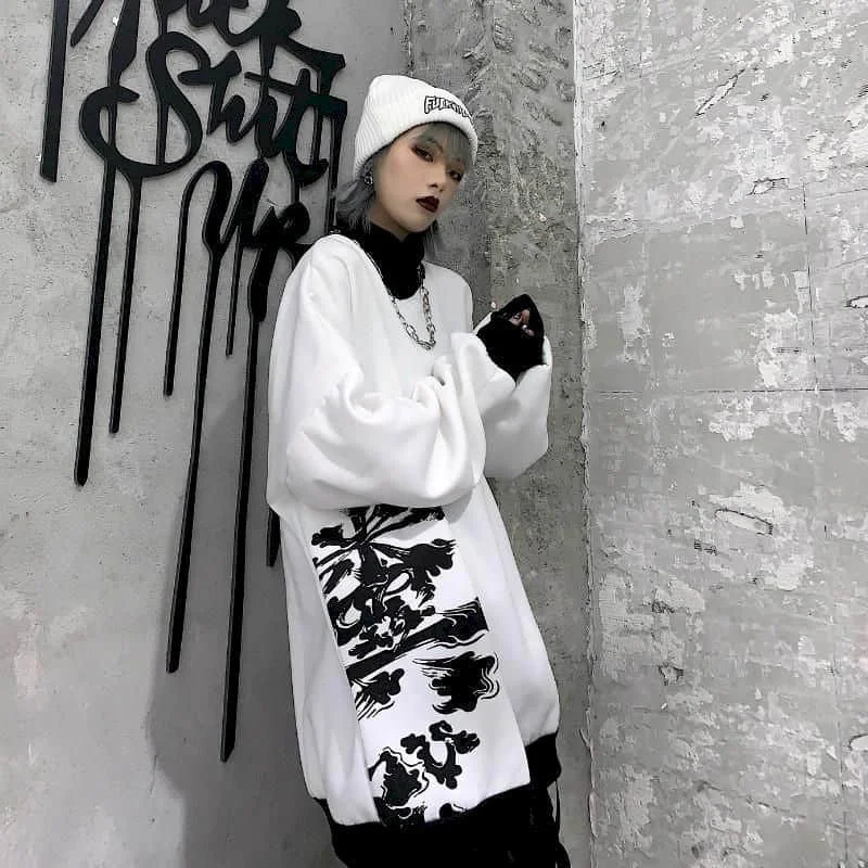 Loose High Collar Pullover Thick Sweatshirt Women Clothes Harajuku Ins Style Graffiti Print Hoodies Autumn Streetwear
Loose High Collar Pullover Thick Sweatshirt Women Clothes Harajuku Ins Style Graffiti Print Hoodies Autumn Streetwear