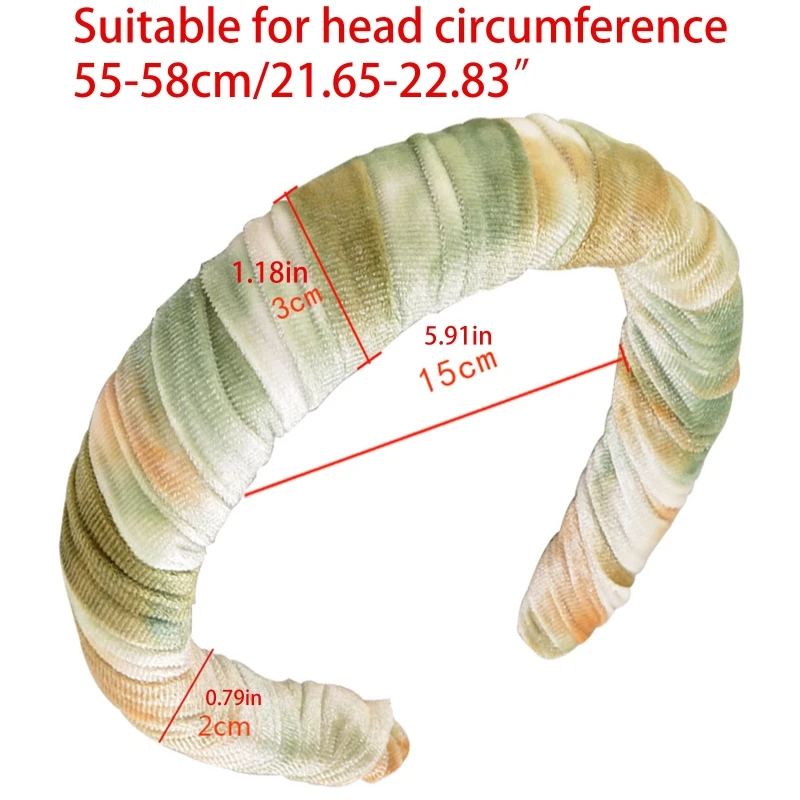 Women Sweet Candy Color Tie-Dye Headband Vintage Sponge Padded Velvet Wide Hair Hoop Pleated Striped Styling Bandana 
Women Sweet Candy Color Tie-Dye Headband Vintage Sponge Padded Velvet Wide Hair Hoop Pleated Striped Styling Bandana