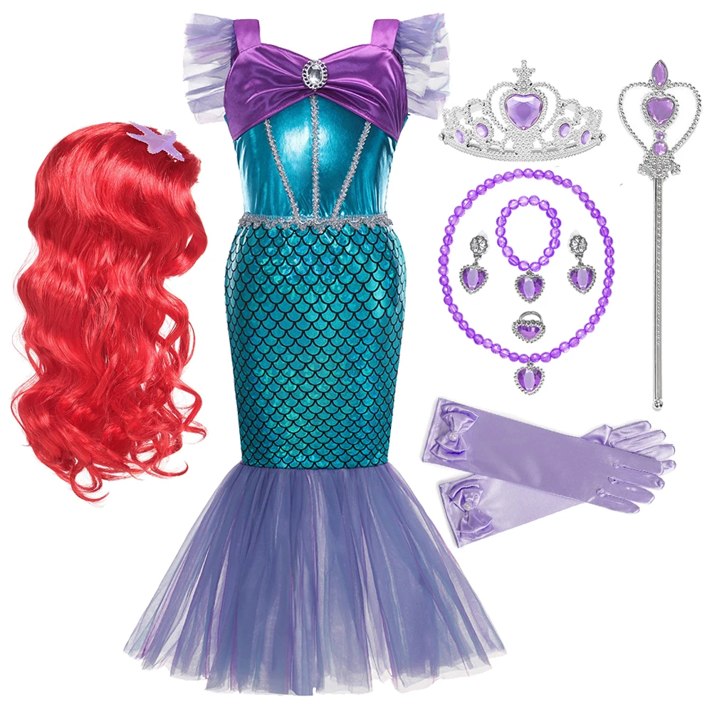Girls Little Mermaid Ariel Fancy Dress Up Kids Halloween Princess Cosplay Costume Children Birthday Party Clothes Accessories
Girls Little Mermaid Ariel Fancy Dress Up Kids Halloween Princess Cosplay Costume Children Birthday Party Clothes Accessories