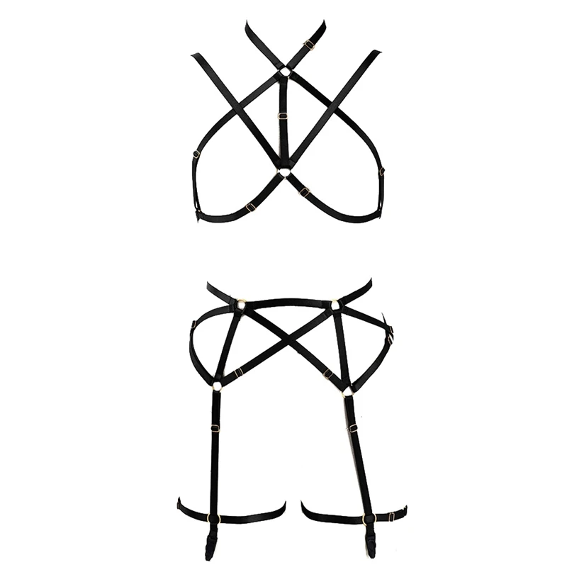 Pastel Goth Sexy Lingerie Bondage Body Harness Belt Pole Dance Punk Leg Garter Hollow Open Chest Bra Woman Adjustable Bodysuit 
Pastel Goth Sexy Lingerie Bondage Body Harness Belt Pole Dance Punk Leg Garter Hollow Open Chest Bra Woman Adjustable Bodysuit