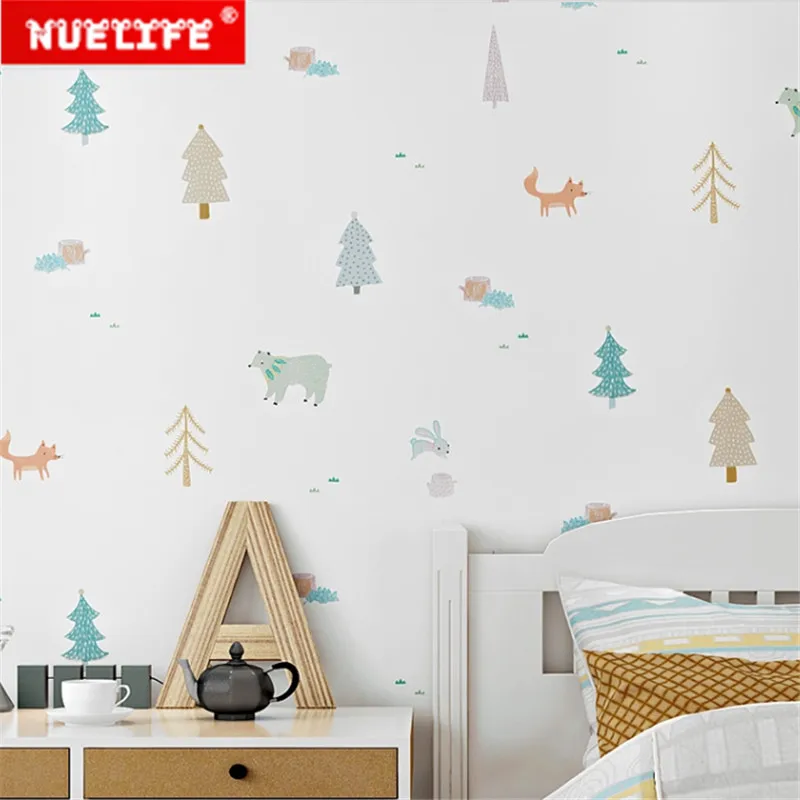 Environmental protection children's wallpaper bedroom girl boy room kids Nordic style doodle cute animal cartoon | Дом и сад