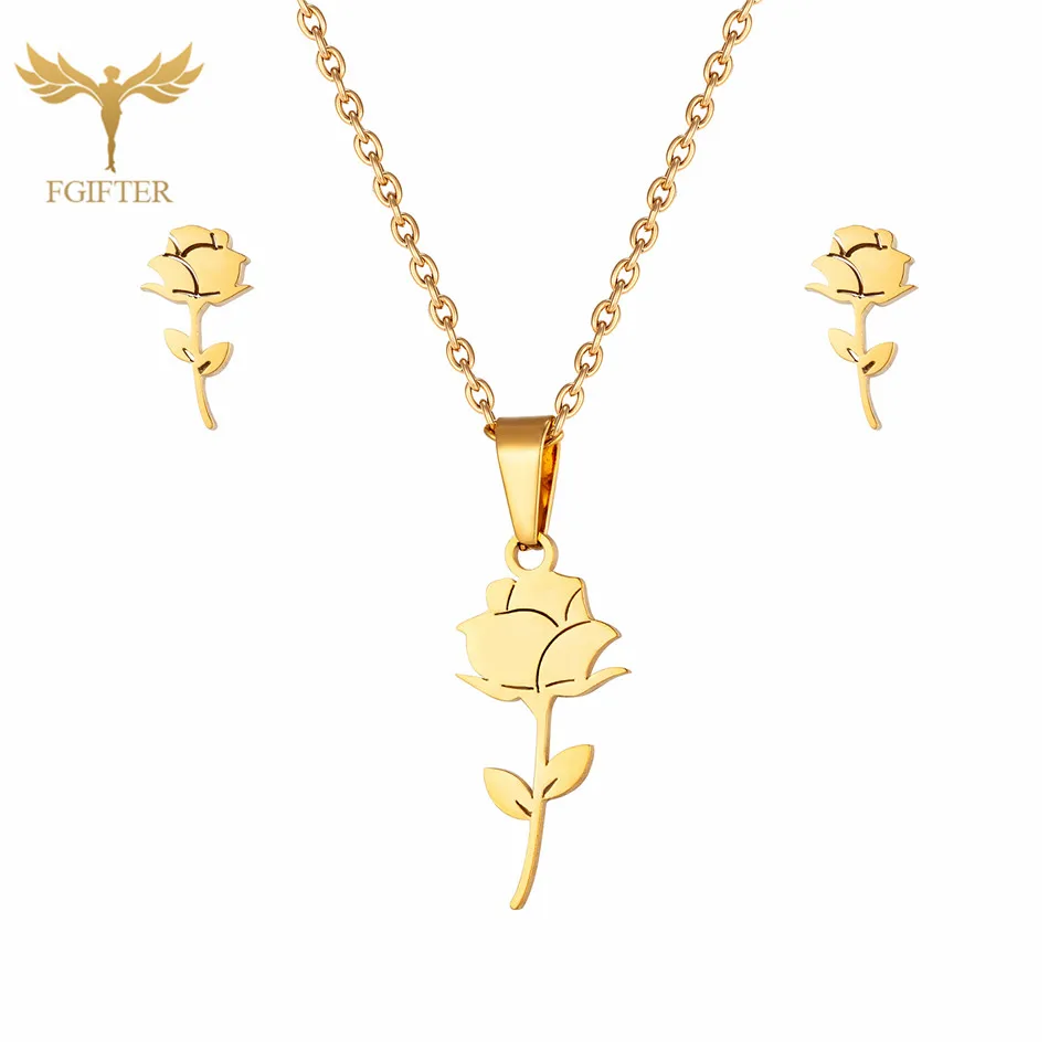 Stainless Steel Jewelry Set Women's Rose Necklace Collar Stud Earrings Fashion Neck Accessories Aesthetic Design Jewelry
Stainless Steel Jewelry Set Women's Rose Necklace Collar Stud Earrings Fashion Neck Accessories Aesthetic Design Jewelry