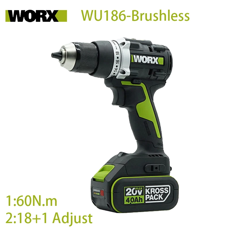 Беспроводная электрическая дрель WORX WU186 20 в 60 нм с бесщеточным Мотором и зарядным устройством
Беспроводная электрическая дрель WORX WU186 20 в 60 нм с бесщеточным Мотором и зарядным устройством