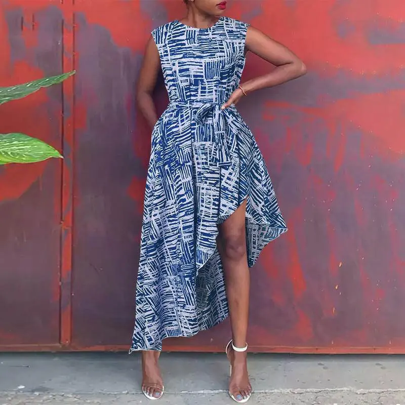 Summer Vintage Dress Women Sleeveless O Neck Irregular High Waist Robes Fashion Print Casual Bohemian Party Dress Vestidos 2021
Summer Vintage Dress Women Sleeveless O Neck Irregular High Waist Robes Fashion Print Casual Bohemian Party Dress Vestidos 2021