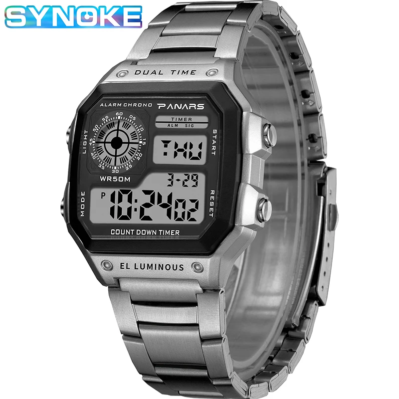 Часы наручные SYNOKE Мужские Цифровые спортивные водонепроницаемые в стиле