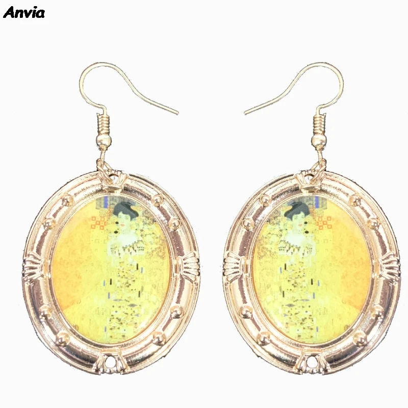 Klimt Painting Europe Style Vintage Women Jewelry Cameo Miniart Gold Drop Earrings Elegant Wedding Engage Party Gifts Popular
Klimt Painting Europe Style Vintage Women Jewelry Cameo Miniart Gold Drop Earrings Elegant Wedding Engage Party Gifts Popular