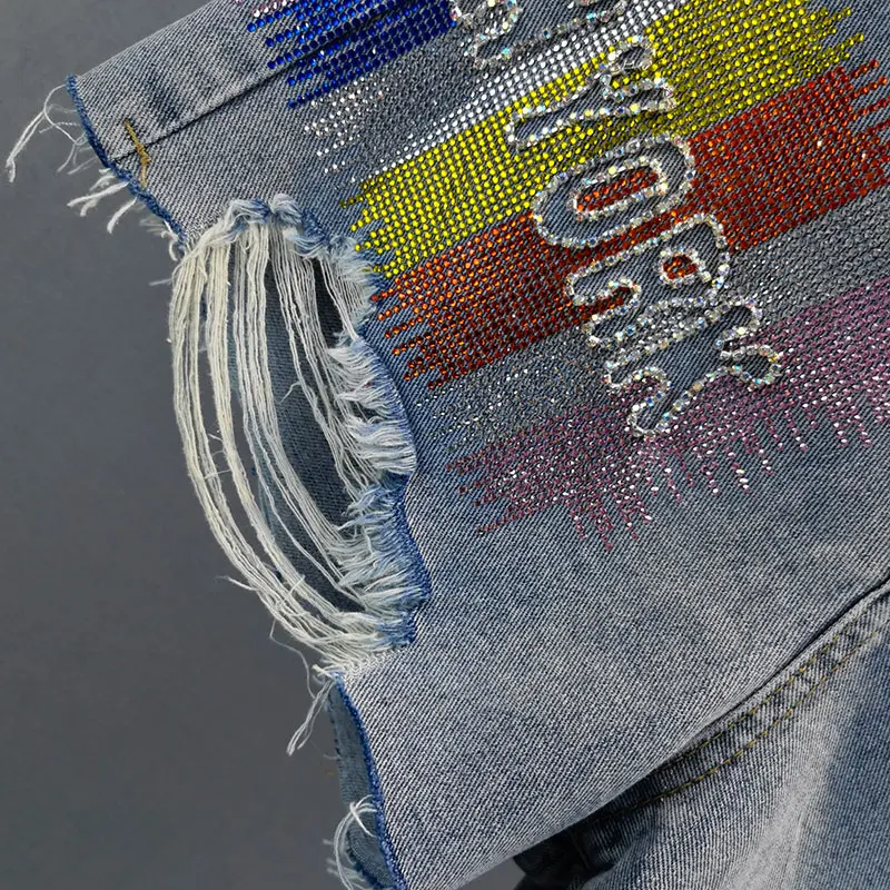2021 New Cotton Denim Hot Pants Wide Leg Trendy Girls Bottom Mujer Colorful Diamonds Beading Letters Holes Denim Shorts Women
2021 New Cotton Denim Hot Pants Wide Leg Trendy Girls Bottom Mujer Colorful Diamonds Beading Letters Holes Denim Shorts Women