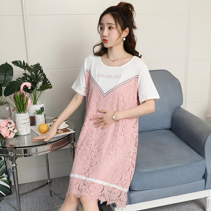 Летняя одежда для беременных женщин кружевные Модные топы мам 2019New Style модные