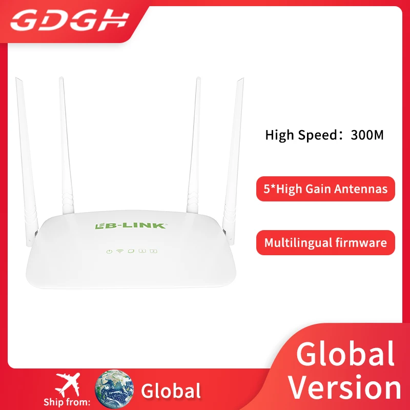 

LB-LINK BL-WR450H router 300Mbps Wireless Router 4*5dBi High Gain Antennas Support English Packing/EU Adapter