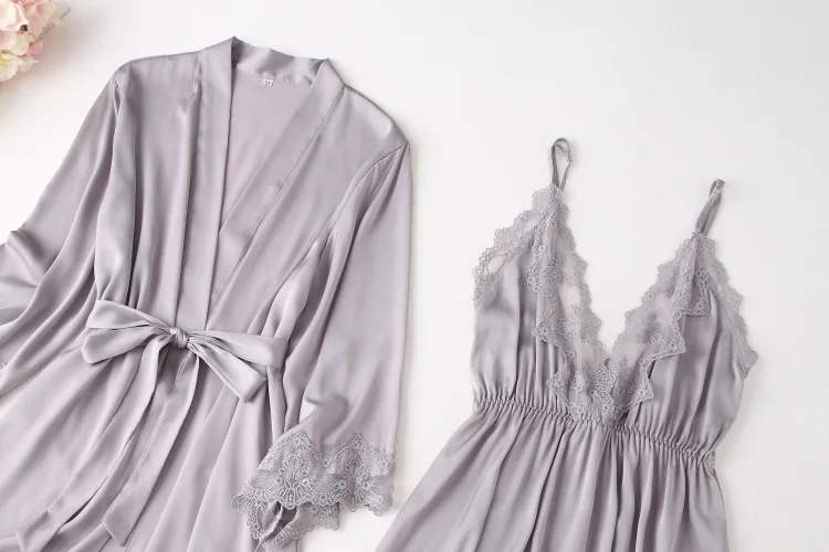 Women Robe & Gown Sets Sexy Lace Sleep Lounge Pijama Long Sleeve Ladies Nightwear Bathrobe Night Dress with Chest Pads
Women Robe & Gown Sets Sexy Lace Sleep Lounge Pijama Long Sleeve Ladies Nightwear Bathrobe Night Dress with Chest Pads