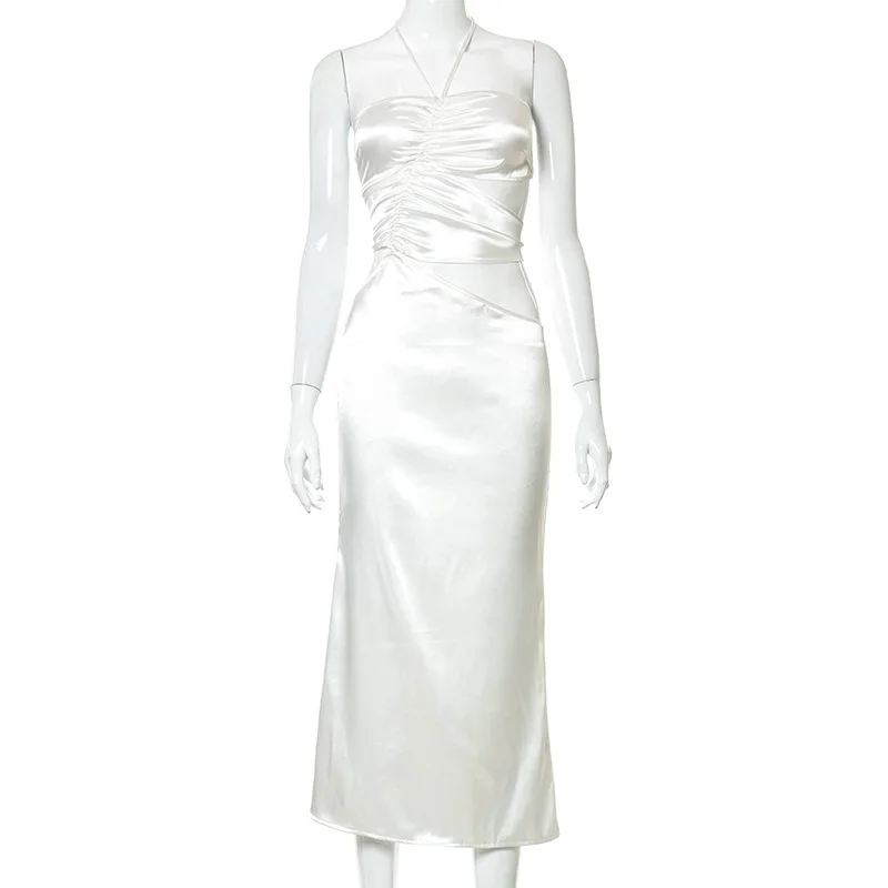 Summer Light Dresses 2021 Halter Tight Drawstring Hollow Out Woman Dress Long Evening Sexy Strappy Sundress Women'S Clothing
Summer Light Dresses 2021 Halter Tight Drawstring Hollow Out Woman Dress Long Evening Sexy Strappy Sundress Women'S Clothing