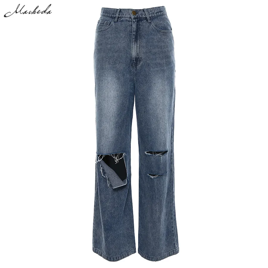 Macheda 2021 New High Waist Women's Fashion Loose Destroyed Hole Denim Mopping Pants Casual Vintage Wide Leg Jeans Trousers 1022
Macheda 2021 New High Waist Women's Fashion Loose Destroyed Hole Denim Mopping Pants Casual Vintage Wide Leg Jeans Trousers 1022