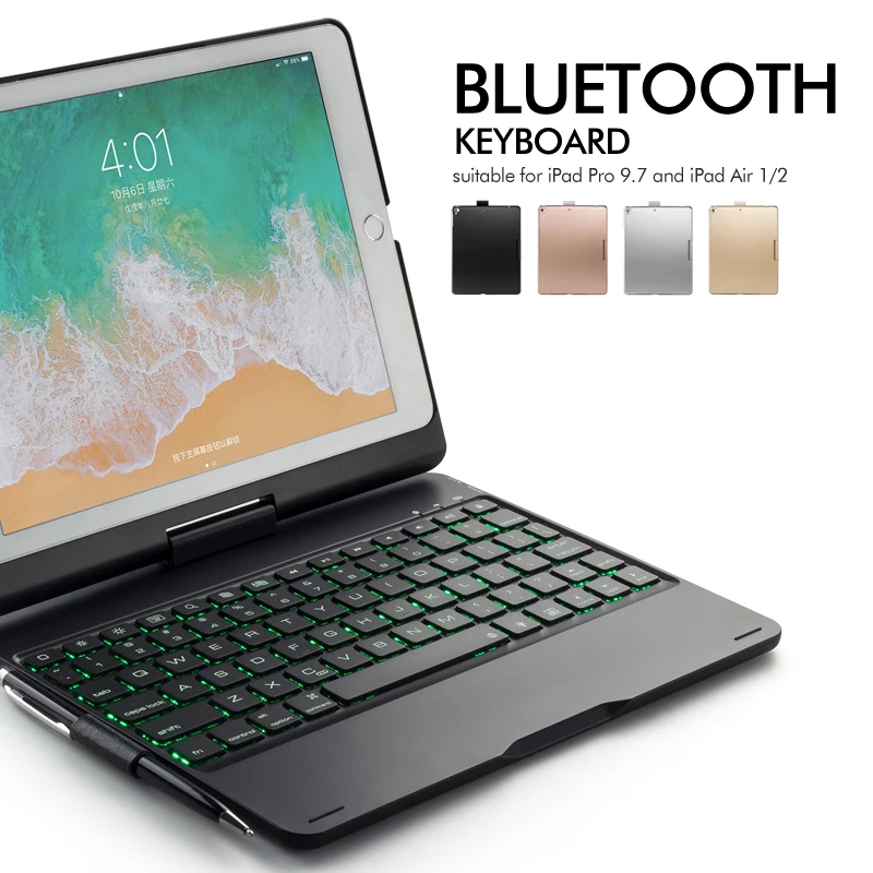 Для Air Bluetooth клавиатуры новый iPad/iPad pro 9/7 /Air 2/ 1 поворот на 360 градусов с обратной