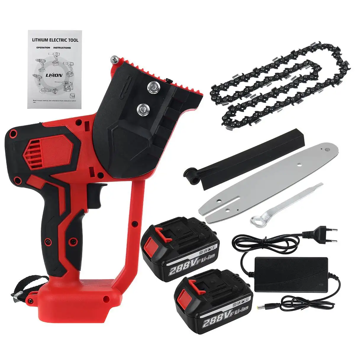 8 Inch 288V 1500W Rechargeable Electric Saw Chainsaw Brushless Motor with 2 Batteries Woodworking Cutter Tool For Makita Battery
8 Inch 288V 1500W Rechargeable Electric Saw Chainsaw Brushless Motor with 2 Batteries Woodworking Cutter Tool For Makita Battery