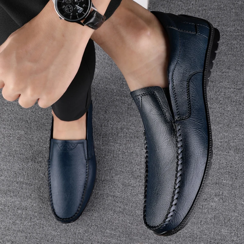 

Туфли мужские кожаные, Классические лоферы, без застежки, повседневная удобная обувь, топ-сайдеры, модель 2021 года