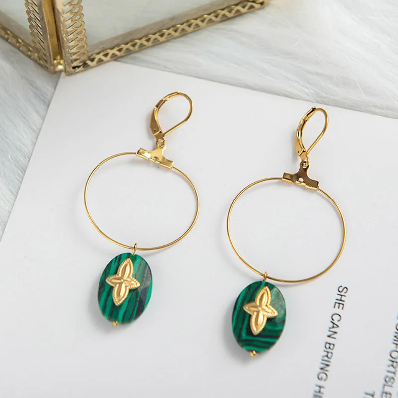 Bohemian Green Natural Stone Dangle Earrings For Women Stainless Steel Round Circle Long Tassel Earrings Handmade Jewelry Gift
Bohemian Green Natural Stone Dangle Earrings For Women Stainless Steel Round Circle Long Tassel Earrings Handmade Jewelry Gift