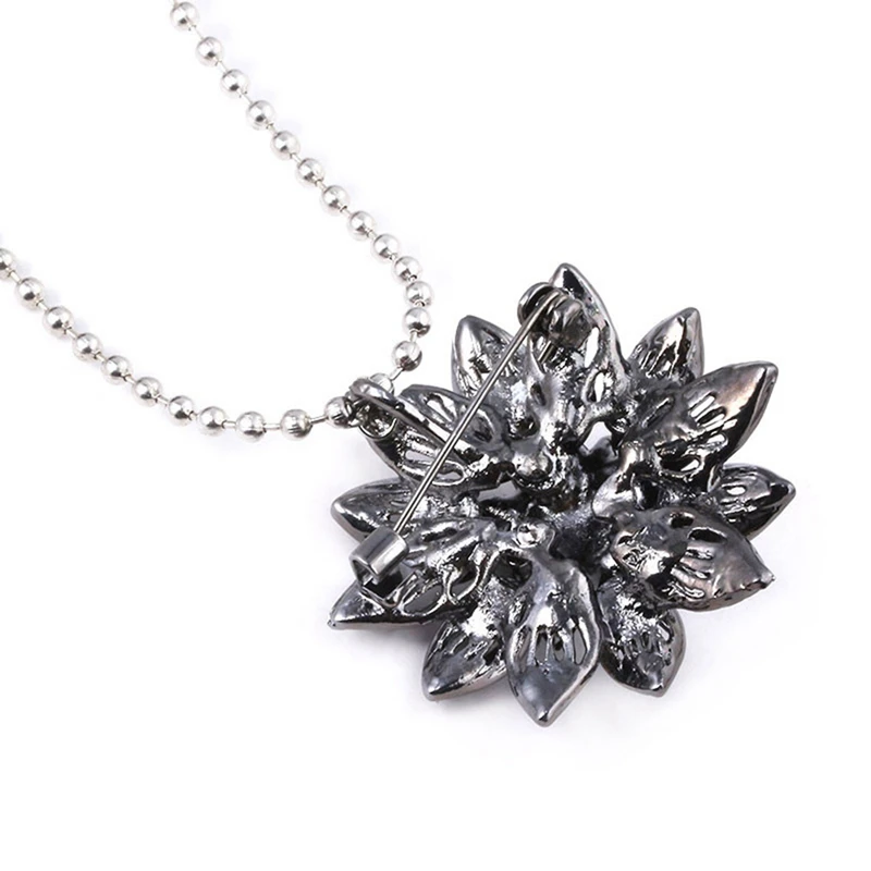 Ожерелье с черным георгином винтажная булавка цветком для женщин банкет