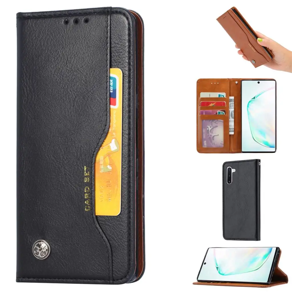 Кожаный чехол-книжка с магнитной застежкой в стиле ретро для Samsung Note 10 Plus A30S A50 A20E
