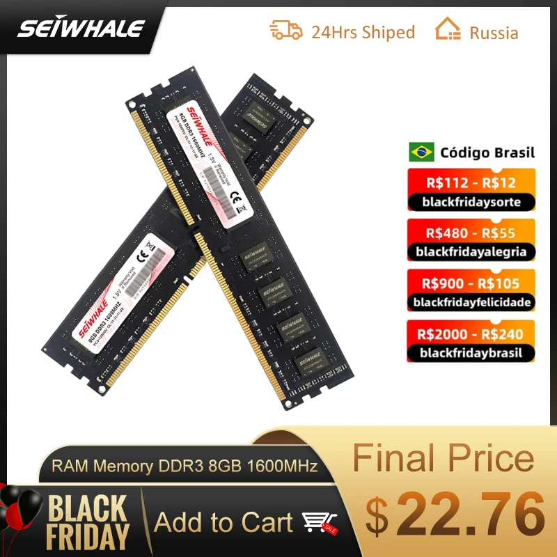 SEIWHALE Ram DDR3 2GB 8GB 1600MHz Memoria DDR4 2400MHz 2666MHz 3000MHz Desktop Memory 4GB 16GB Computer Memories Dimm Intel/AMD
SEIWHALE Ram DDR3 2GB 8GB 1600MHz Memoria DDR4 2400MHz 2666MHz 3000MHz Desktop Memory 4GB 16GB Computer Memories Dimm Intel/AMD