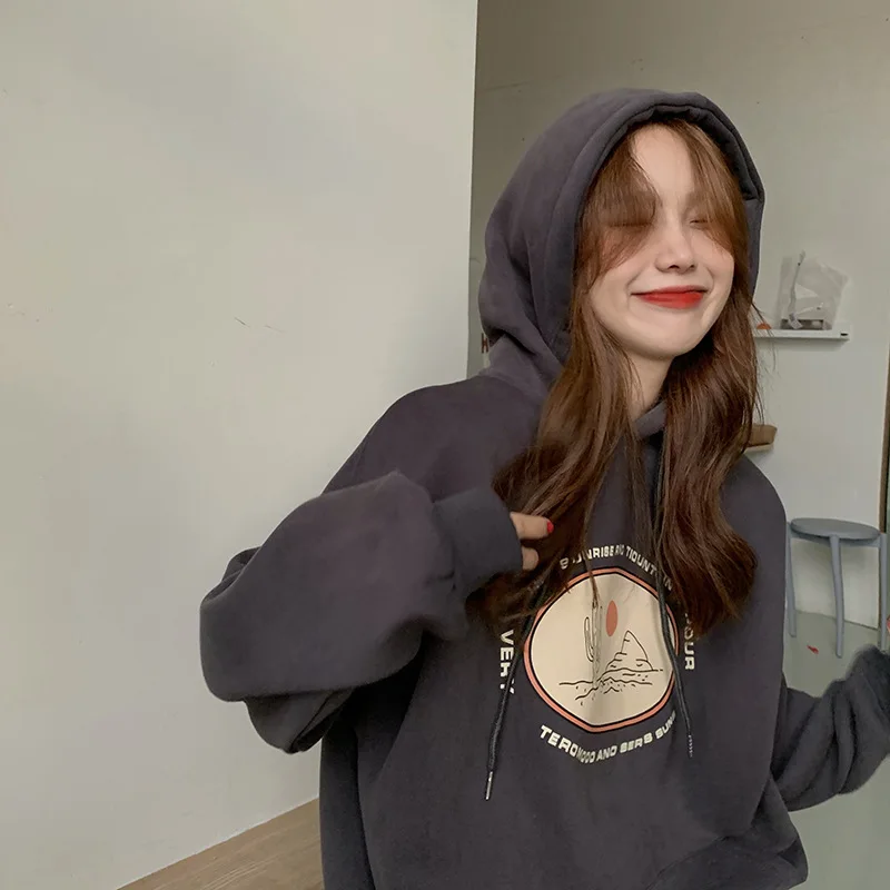 Plush Sweater Women Ins Lazy Wear Autumn Winter Korean Version Hoodie Loose Students All-match Hooded Tops Long-sleeved Pullover 
Plush Sweater Women Ins Lazy Wear Autumn Winter Korean Version Hoodie Loose Students All-match Hooded Tops Long-sleeved Pullover