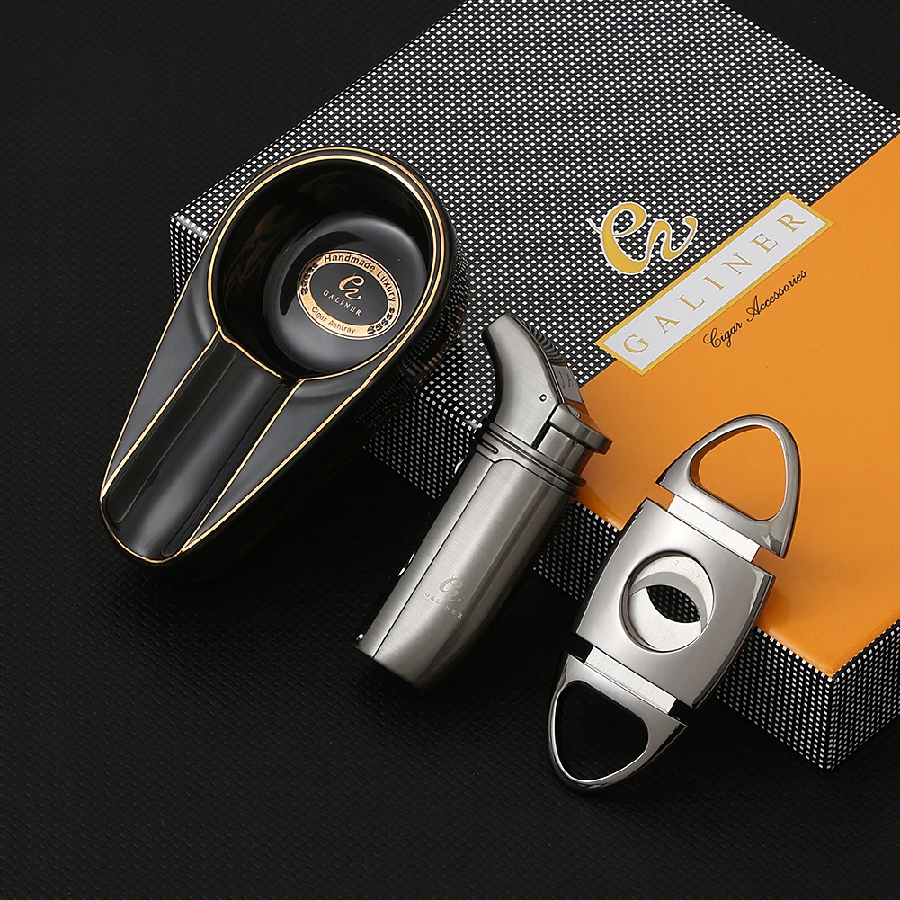 GALINER Pocket Ceramic Ashtray Heavy Fire Cigar Lighter Sharp Blade Cigar Cutter With Gift Box Accessories
GALINER Pocket Ceramic Ashtray Heavy Fire Cigar Lighter Sharp Blade Cigar Cutter With Gift Box Accessories