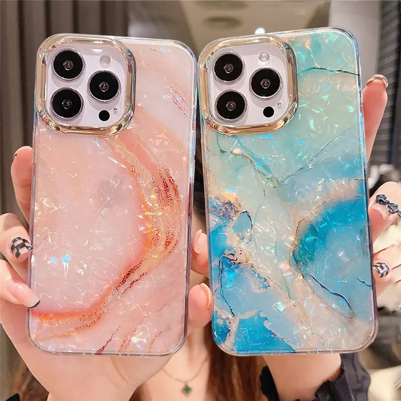 Блестящий чехол с мраморным рисунком для iPhone 13 Pro Max 12 11 XS XR X 7 8 Plus | Мобильные