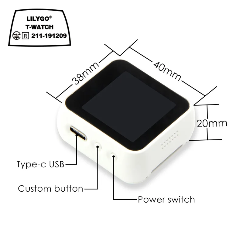 LILYGO®TTGO T-Watch программируемый переносной сенсорный экран Lora ESP32 с поддержкой Wi-Fi и Bluetooth
LILYGO®TTGO T-Watch программируемый переносной сенсорный экран Lora ESP32 с поддержкой Wi-Fi и Bluetooth