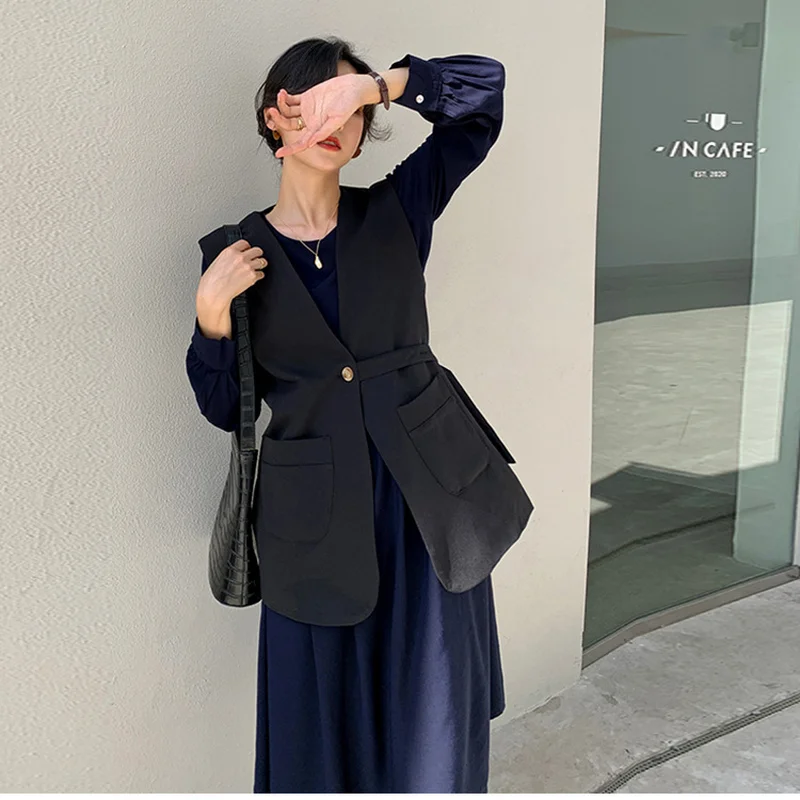 2021 Spring Autumn New Suit Vest Women Korean Style Slim Coat Fashion Sleeveless Long Waistcoat Jacket Outwear Elegant
2021 Spring Autumn New Suit Vest Women Korean Style Slim Coat Fashion Sleeveless Long Waistcoat Jacket Outwear Elegant