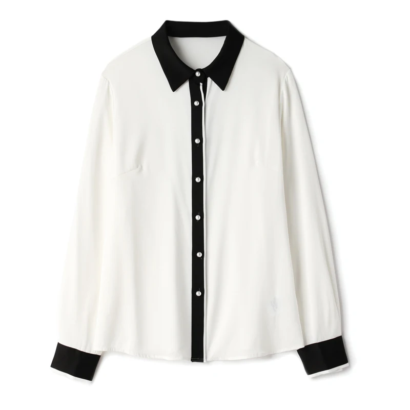 92% Silk 8% Spandex Women's Shirt Turn Down Collar Long Sleeves Color Block Elegant Blouse Autumn Tops
92% Silk 8% Spandex Women's Shirt Turn Down Collar Long Sleeves Color Block Elegant Blouse Autumn Tops