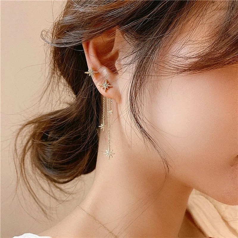 South Korea S925 Silver Needle Star Asymmetric Earrings Long Tassel Temperament Beautiful Lady Star Earrings
South Korea S925 Silver Needle Star Asymmetric Earrings Long Tassel Temperament Beautiful Lady Star Earrings