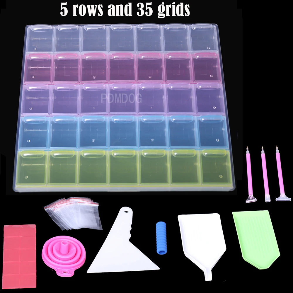 14/21/28/35 Grids 5D DIY Diamond Painting Tools Storage Box Rhinestones Container Diamond Embroidery Accessories Organizer Case
14/21/28/35 Grids 5D DIY Diamond Painting Tools Storage Box Rhinestones Container Diamond Embroidery Accessories Organizer Case