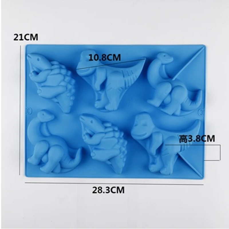 

6 Cavity 3D Dinosaur Silicone Soap Mold Cake Chocolate Candy Fondant Candle Soap Moulds Jelly Clay Wedding Decoration DIY Baking