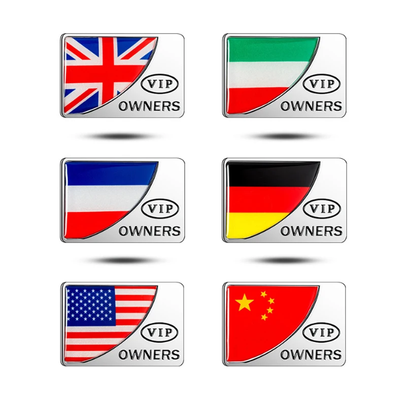 

10Pcs Personalized 3D Car Stickers Metal VIP OWNERS National Flag Car Stickers Badge Decoration Stickers Univesal For Most Cars