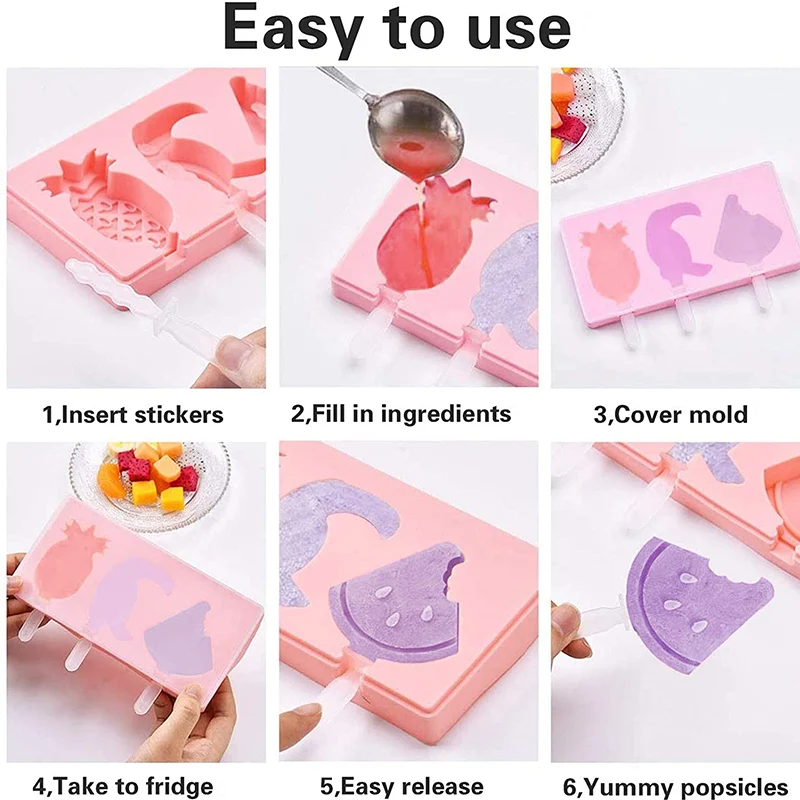 Silicone Cute Cartoon Ice Cream Mold DIY Homemade Popsicle Mold Reusable Ice Pop Mold With Lids and Sticks Ice Lolly Mould Tools
Silicone Cute Cartoon Ice Cream Mold DIY Homemade Popsicle Mold Reusable Ice Pop Mold With Lids and Sticks Ice Lolly Mould Tools