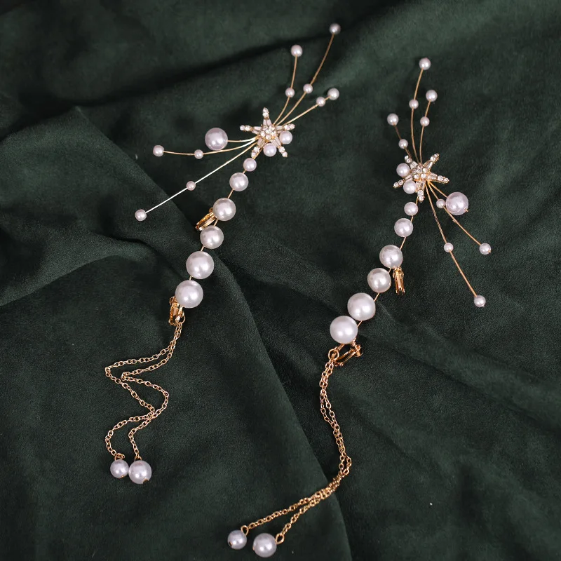 Bridal Pearl Tassel Ear clip Concise Flower Handmade Pearl Bride Earrings For Women Wedding Accessories
Bridal Pearl Tassel Ear clip Concise Flower Handmade Pearl Bride Earrings For Women Wedding Accessories