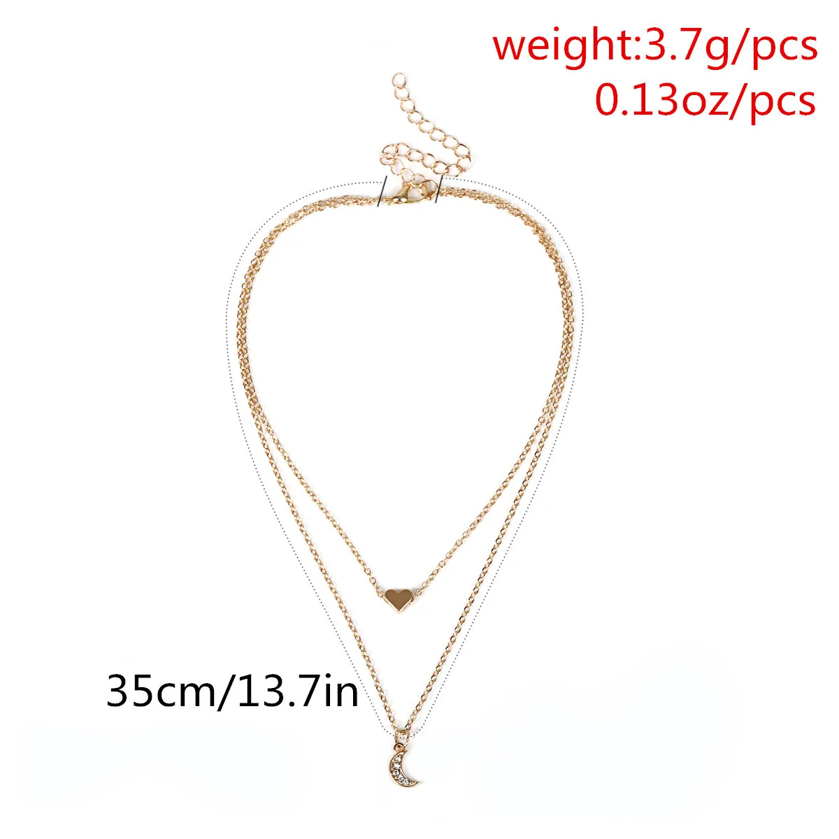 Classic Fashion Metal Crystal Heart Moon Necklaces Pendant For Women Simple Gold Silver Color Thin Chain Short Necklace Jewelry
Classic Fashion Metal Crystal Heart Moon Necklaces Pendant For Women Simple Gold Silver Color Thin Chain Short Necklace Jewelry