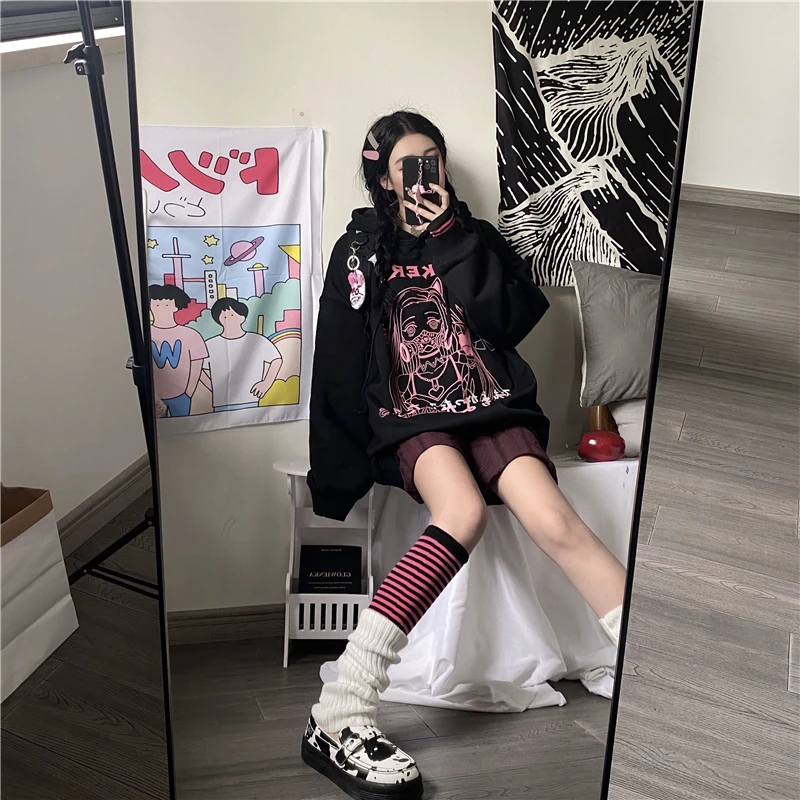 Two-Dimensional Sweater Women's Winter 2021 New Korean Style Dark Anime Print Loose Fleece Hooded Top Fashion
Two-Dimensional Sweater Women's Winter 2021 New Korean Style Dark Anime Print Loose Fleece Hooded Top Fashion