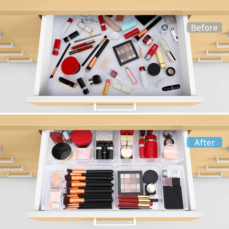 Set of 21 Desk Drawer Organiser Trays with 4-Size Clear Plastic Storage Boxes Divider Make-Up Organiser for Office
Set of 21 Desk Drawer Organiser Trays with 4-Size Clear Plastic Storage Boxes Divider Make-Up Organiser for Office
