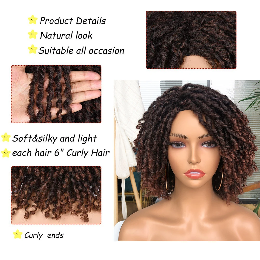 Короткие вьющиеся волосы Dreadlock парик синтетические мягкие искусственные
