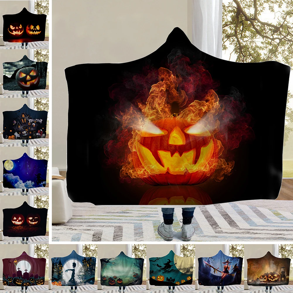 Halloween Flannel Blanket with Hood Wearable Hoodie Blanket Halloween Patterns Microfiber Oversized Throw Blanket for Sofa Couch
Halloween Flannel Blanket with Hood Wearable Hoodie Blanket Halloween Patterns Microfiber Oversized Throw Blanket for Sofa Couch