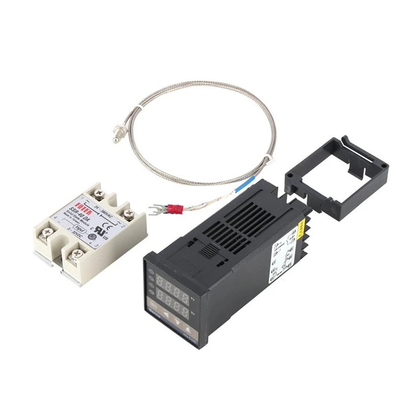 Promotion! Digital PID Temperature Controller Kit Dual Digital Display REX C100 Thermostat + 40Da SSR Relay+ K Type Probe Sensor
Promotion! Digital PID Temperature Controller Kit Dual Digital Display REX C100 Thermostat + 40Da SSR Relay+ K Type Probe Sensor